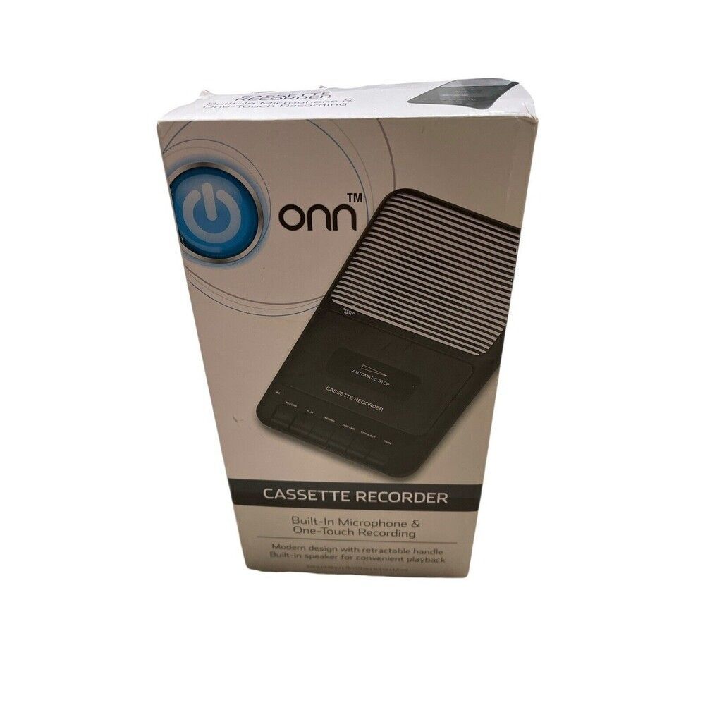 ONN Cassette Recorder External/Built-in Microphone One Touch Recording Tape New